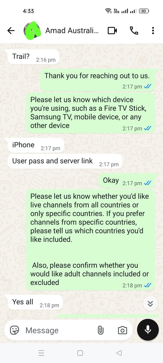 Trial user message about smooth live TV with no buffering
